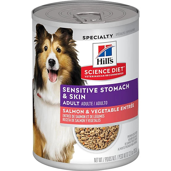 Hill's Science Diet Adult Sensitive Stomach and Skin Grain-Free Minced Salmon and Vegetables Recipe Wet Dog Food, 12.8 oz.