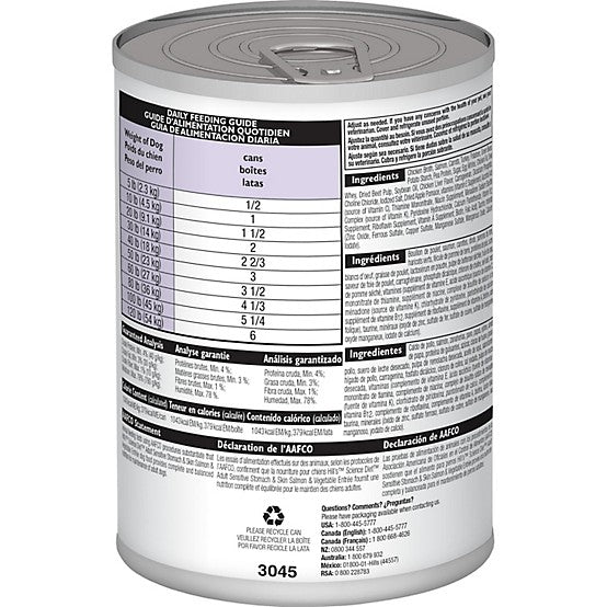 Hill's Science Diet Adult Sensitive Stomach and Skin Grain-Free Minced Salmon and Vegetables Recipe Wet Dog Food, 12.8 oz.