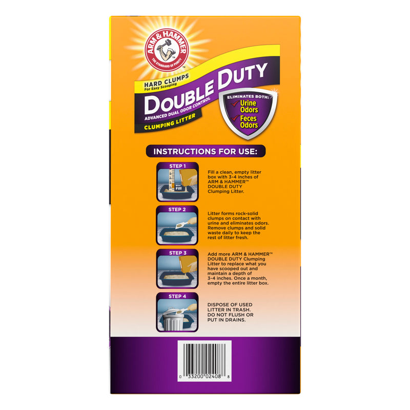 ARM & HAMMER Double Duty Dual Advanced Odor Control Scented Clumping Cat Litter, 40 lb