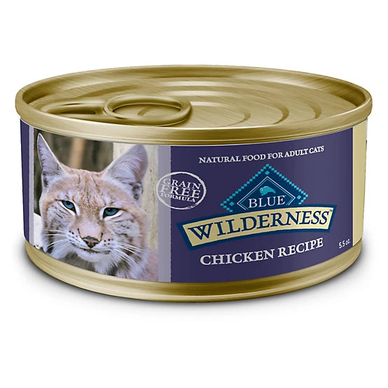 Blue Buffalo Wilderness Adult Grain-Free Chicken Pate Natural Wet Cat Food, 5.5 oz.