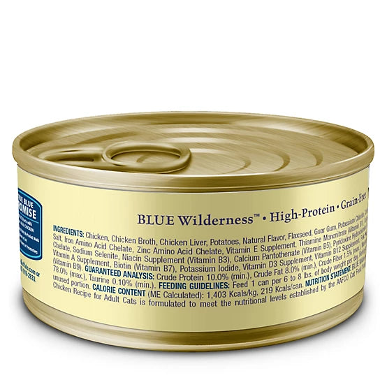 Blue Buffalo Wilderness Adult Grain-Free Chicken Pate Natural Wet Cat Food, 5.5 oz.