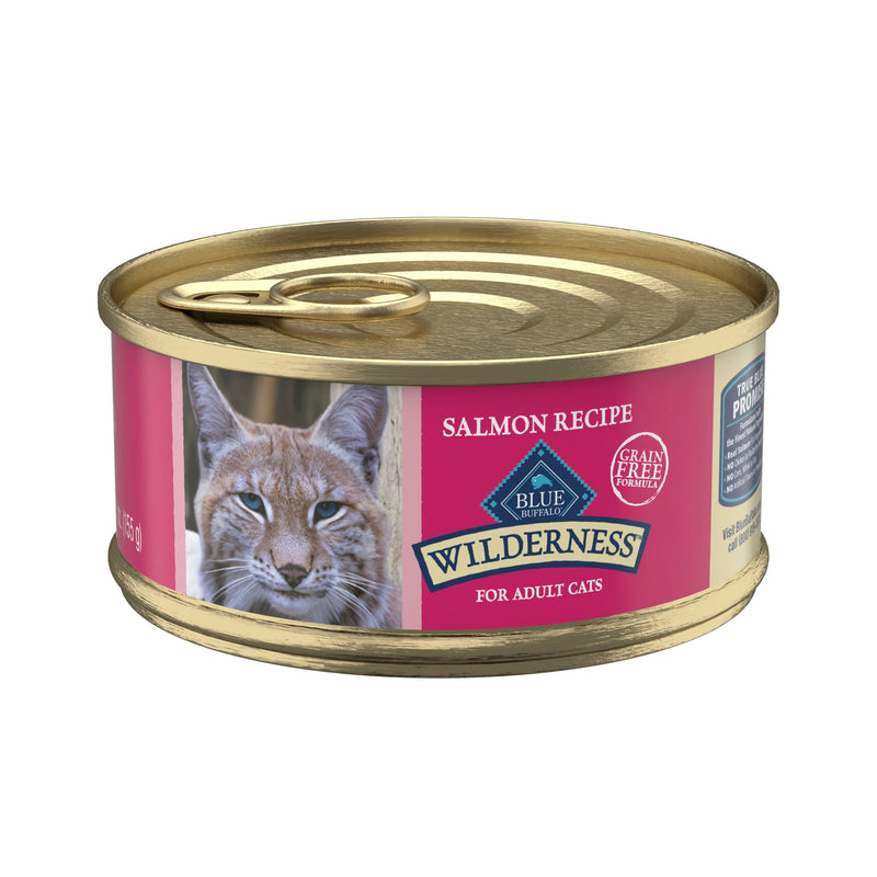 Blue Buffalo Wilderness Natural High-Protein Grain-Free Wet Food for Adult Cats, Salmon Paté, 5.5-oz. Can