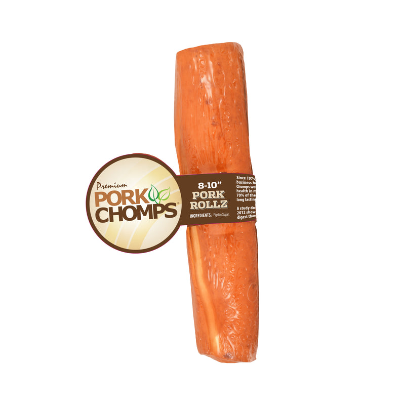 Pork Chomps 8-inch Roasted Pork Skin Rolls, 1 count Dog Chew