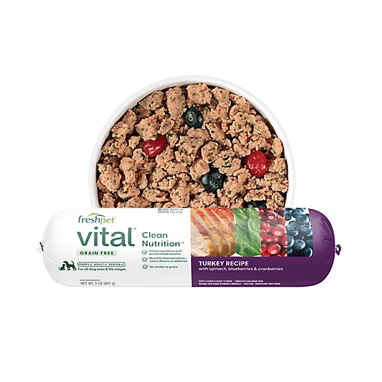 Freshpet Vital, Fresh Dog Food, Grain Free Turkey Recipe Roll, 2 lbs.