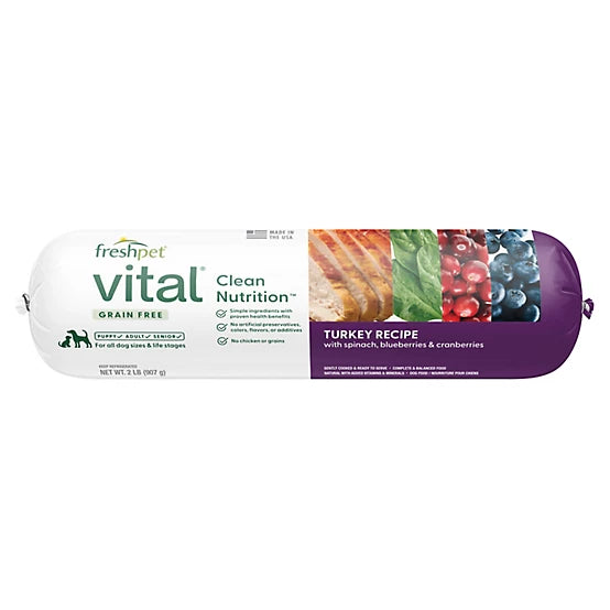 Freshpet Vital, Fresh Dog Food, Grain Free Turkey Recipe Roll, 2 lbs.