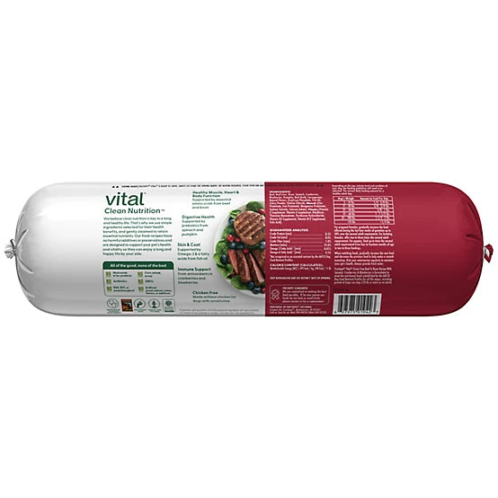Freshpet Vital, Fresh Dog Food, Grain Free Beef & Bison Recipe Roll, 5 lbs.