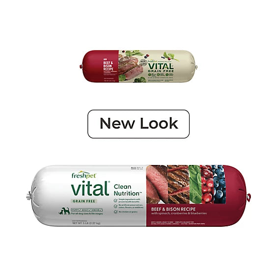 Freshpet Vital, Fresh Dog Food, Grain Free Beef & Bison Recipe Roll, 5 lbs.