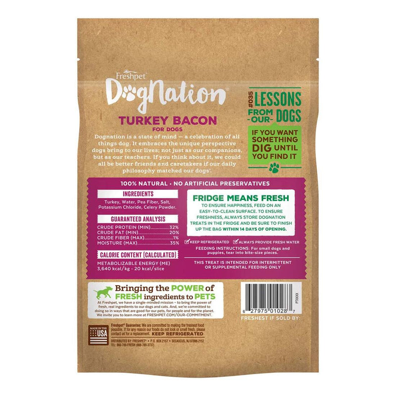 Freshpet Fresh Dog Treat, DogNation Turkey Bacon Treat 3 oz Bag