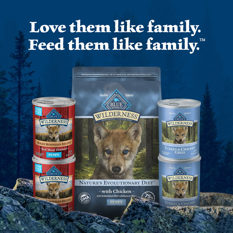 Blue Buffalo Wilderness Natural High-Protein & Grain-Free Wet Food for Puppies, Turkey & Chicken, 12.5-oz. Can