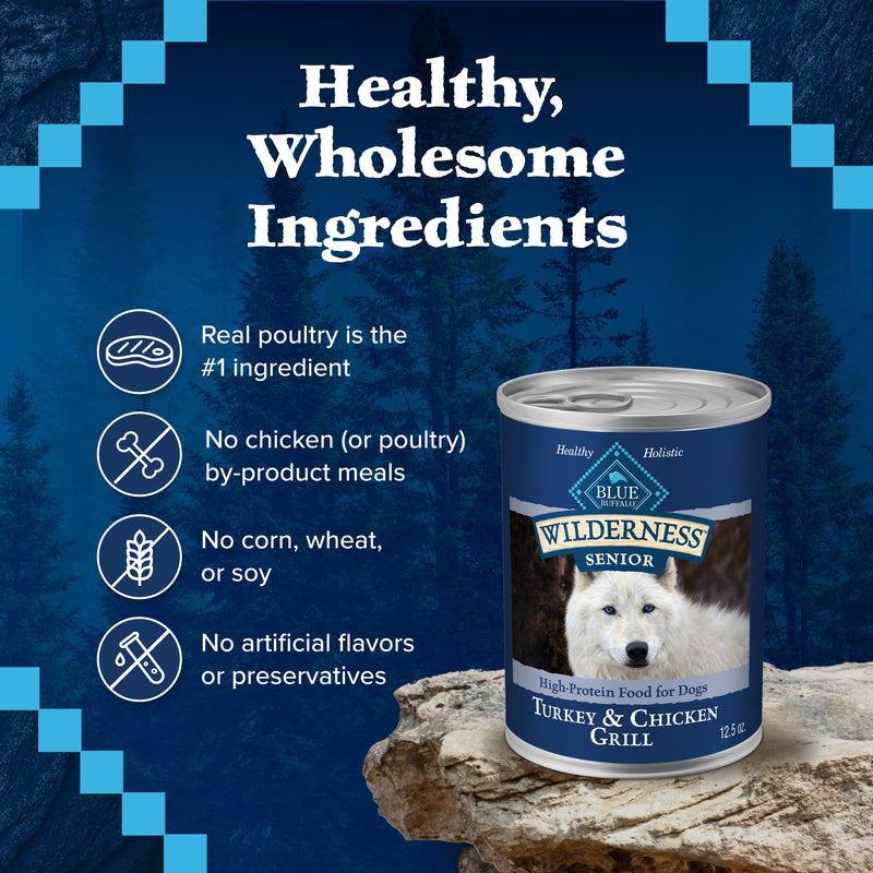 Blue Buffalo Wilderness Adult Wet Dog Food, Healthy Weight, High-Protein and Grain-Free, Turkey & Chicken Recipe, 12.5-oz. Can