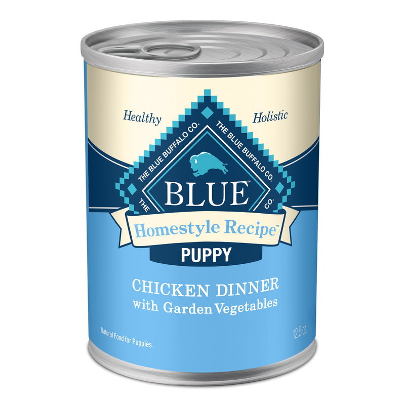 Blue Buffalo Homestyle Recipe Puppy Wet Dog Food, Made with Natural Ingredients, Chicken Dinner with Garden Vegetables & Brown Rice, 12.5-oz. Can