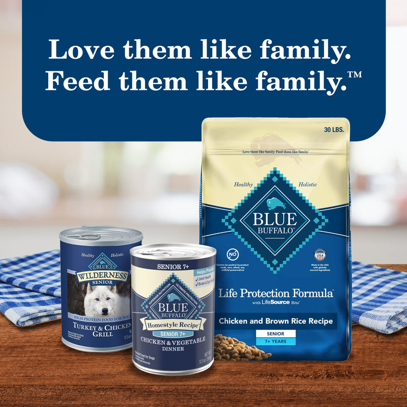 Blue Buffalo Homestyle Recipe Senior Wet Dog Food, Made with Natural Ingredients, Chicken Dinner with Garden Vegetables, 12.5-oz. Can