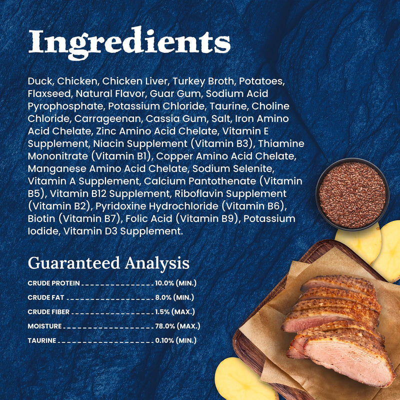 Blue Buffalo Wilderness Natural High-Protein Grain-Free Wet Food for Adult Cats, Duck Paté, 3-oz. Can