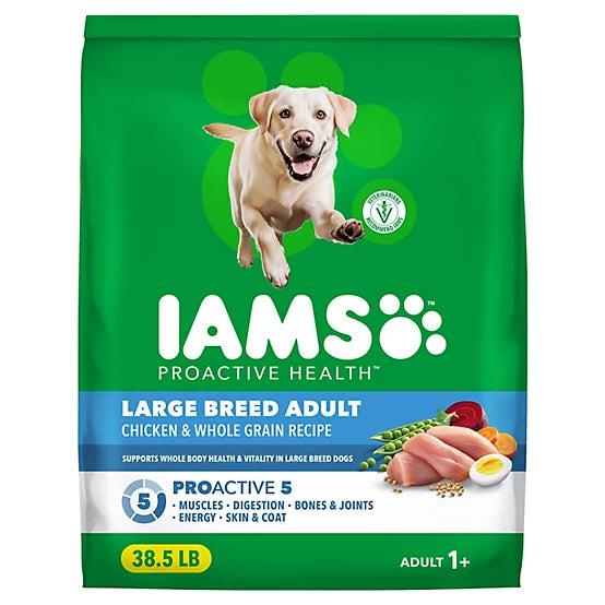 Iams Proactive Health Large Breed Adult Real Chicken and Whole Grain Recipe Dry Dog Food, 38.5lb