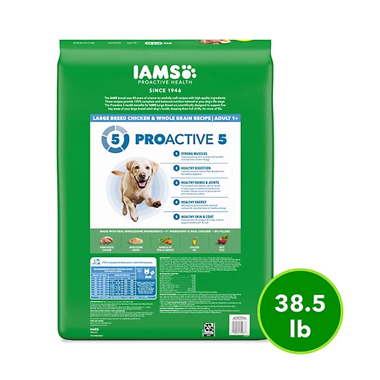 Iams Proactive Health Large Breed Adult Real Chicken and Whole Grain Recipe Dry Dog Food, 38.5lb
