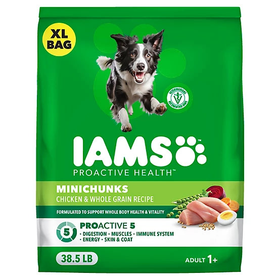 Iams ProActive Health MiniChunks Adult Chicken and Whole Grain Recipe Dry Dog Food, 38.5lb