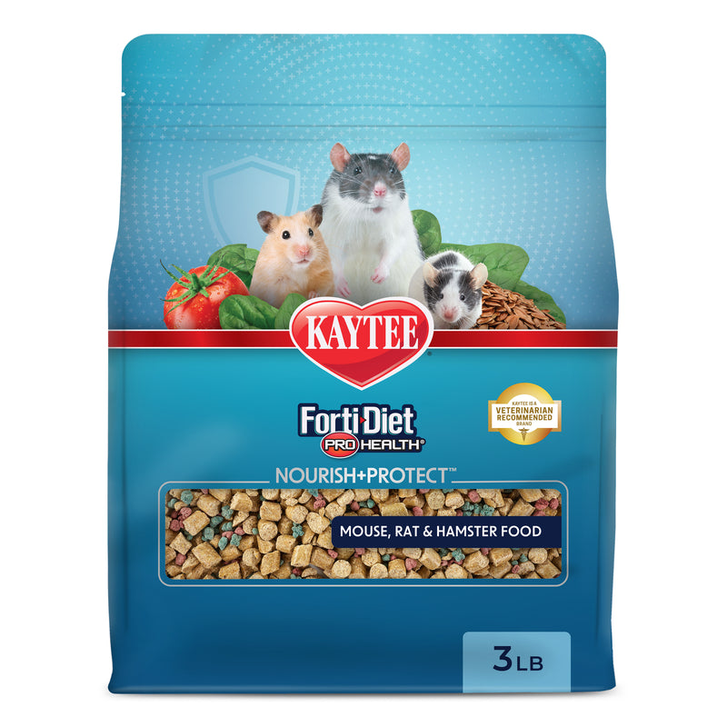 Kaytee Forti-Diet Pro Health Nourish+Protect Mouse, Rat & Hamster Food Grain Blend 3 Pounds
