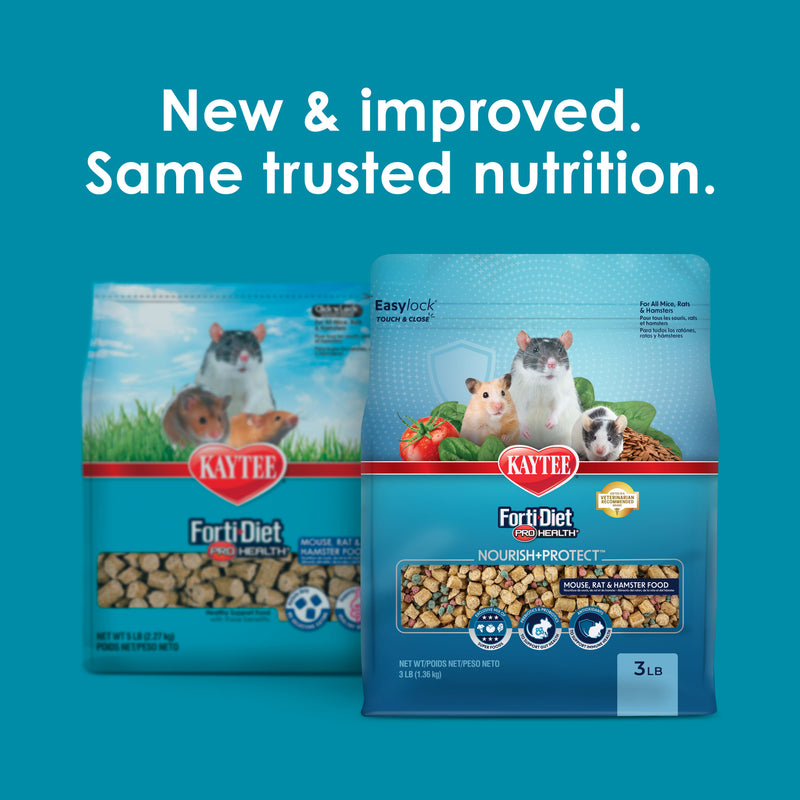 Kaytee Forti-Diet Pro Health Nourish+Protect Mouse, Rat & Hamster Food Grain Blend 3 Pounds