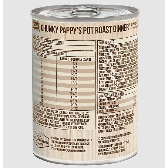 Merrick Chunky Adult Pappy's Pot Roast in Gravy Wet Dog Food, 12.7 oz.