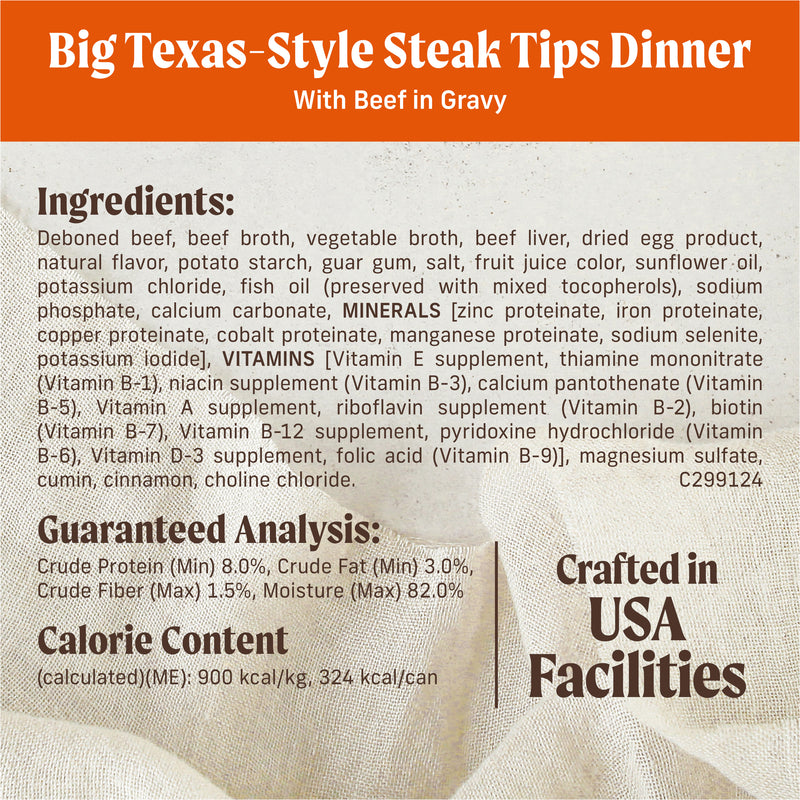 Merrick Chunky Grain Free Premium And Wholesome Canned Dog Food, Real Meat Big Texas Steak Tips Dinner