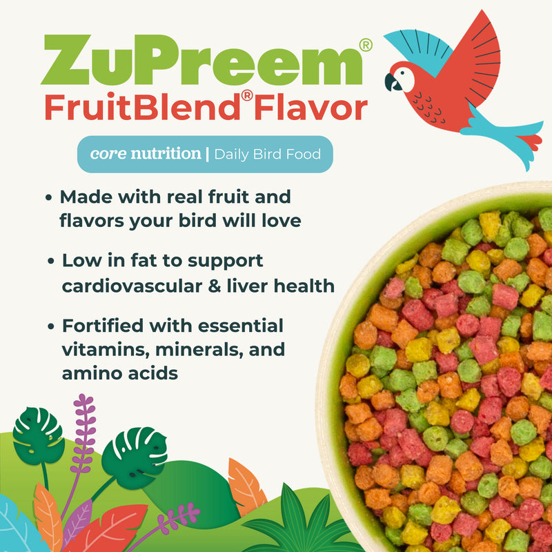 Zupreem FruitBlend Flavor with Natural Fruit Flavors Small Bird Food 2lb- Parakeets, Budgies, Parrotlets