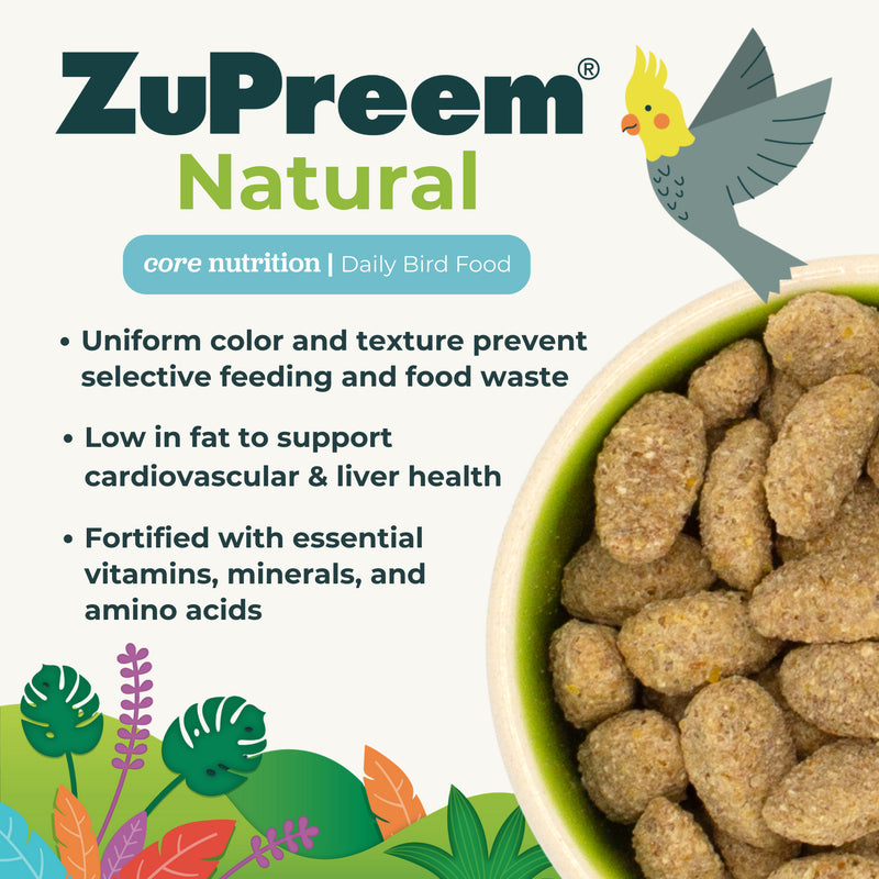 Zupreem Natural Food with Added Vitamins Minerals Amino Acids for Parrots and Conures
