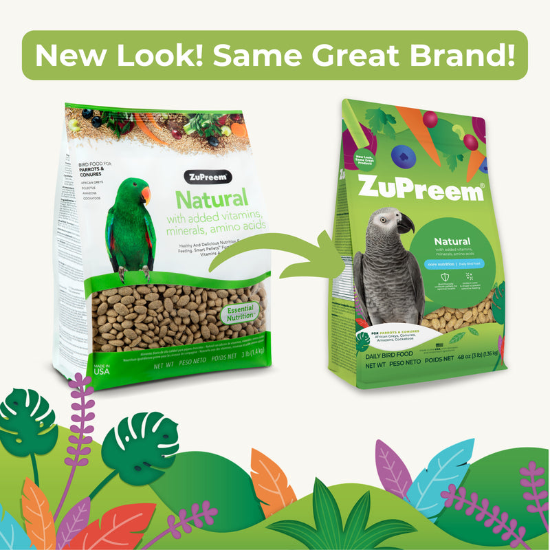 Zupreem Natural Food with Added Vitamins Minerals Amino Acids for Parrots and Conures