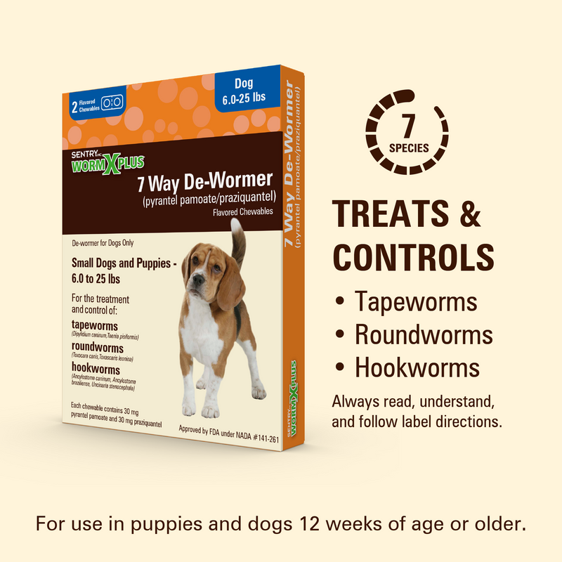 Sentry WormX Plus 7 Way DeWormer Dog SM 2CT