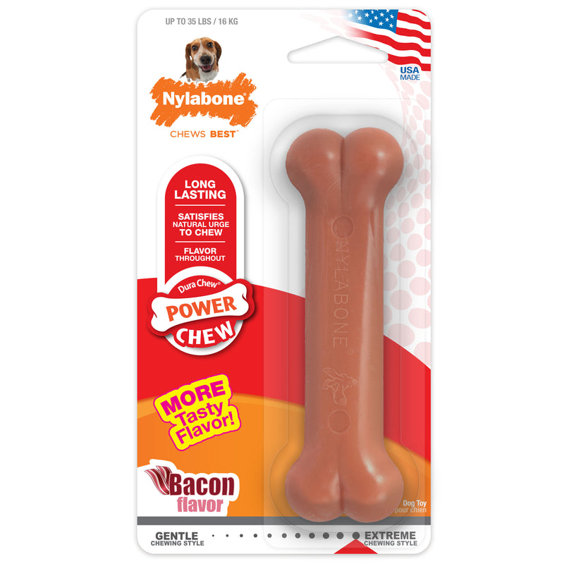 Nylabone Power Chew Durable Dog Toy Bacon Medium up to 35 lbs.