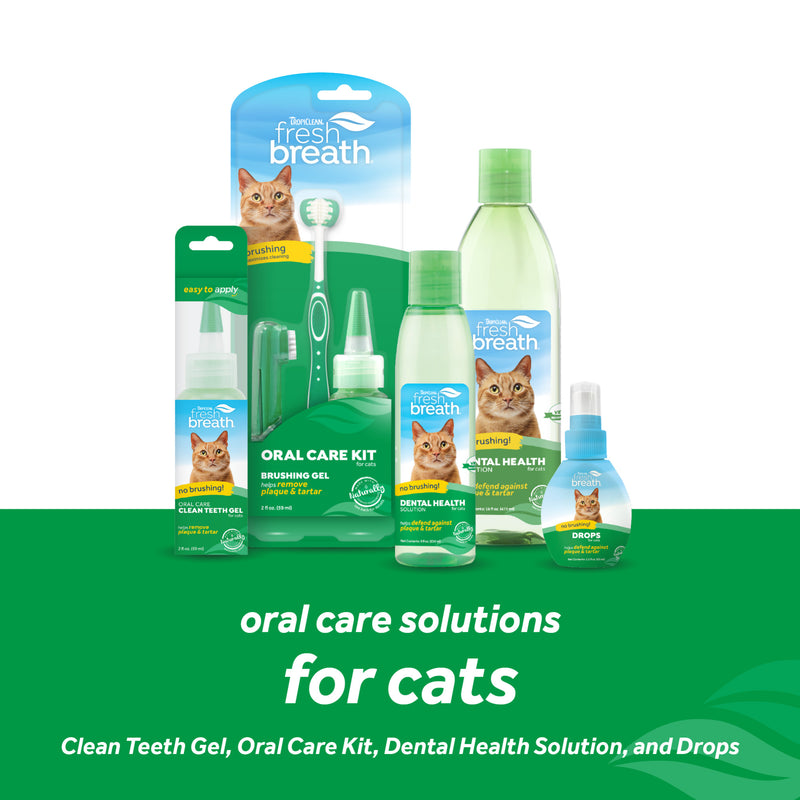 TropiClean Fresh Breath No Brushing Clean Teeth Dental & Oral Care Gel for Cats, 2oz