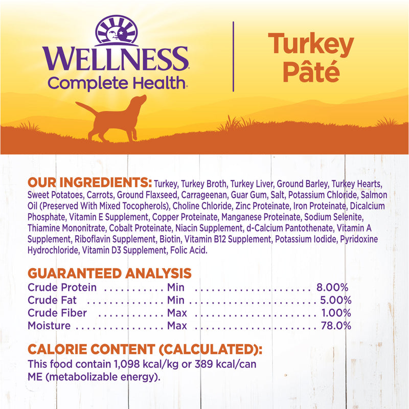Wellness Complete Health Natural Wet Canned Dog Food Turkey & Sweet Potato, 12.5-Ounce Can