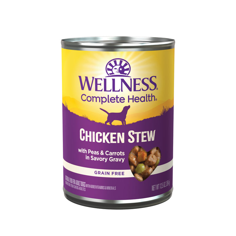 Wellness Thick & Chunky Natural Grain Free Canned Dog Food, Chicken Stew, 12.5-Ounce Can