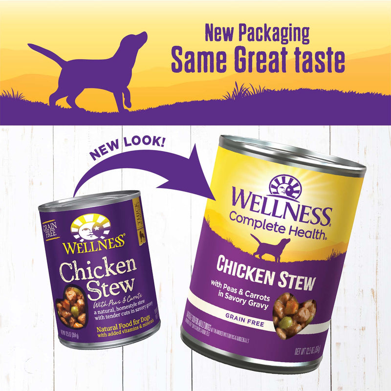 Wellness Thick & Chunky Natural Grain Free Canned Dog Food, Chicken Stew, 12.5-Ounce Can