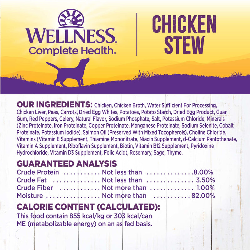 Wellness Thick & Chunky Natural Grain Free Canned Dog Food, Chicken Stew, 12.5-Ounce Can