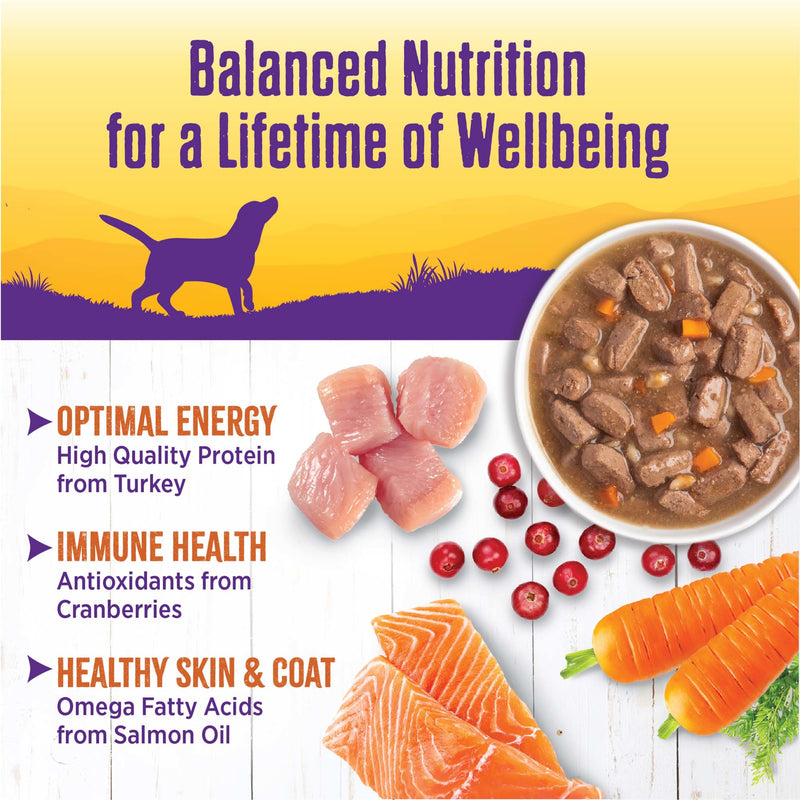 Wellness Thick & Chunky Natural Canned Dog Food, Turkey Stew, 12.5-Ounce Can