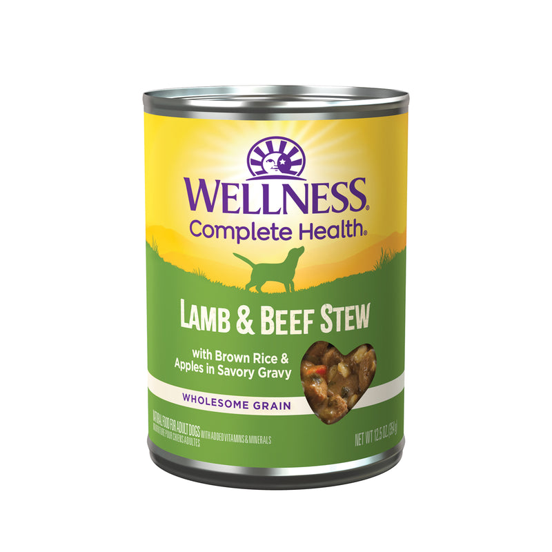 Wellness Thick & Chunky Natural Canned Dog Food, Lamb & Beef Stew, 12.5-Ounce Can