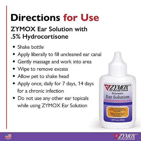Zymox Ear Cleansing Solution for Dogs and Cats, 1.25 oz.