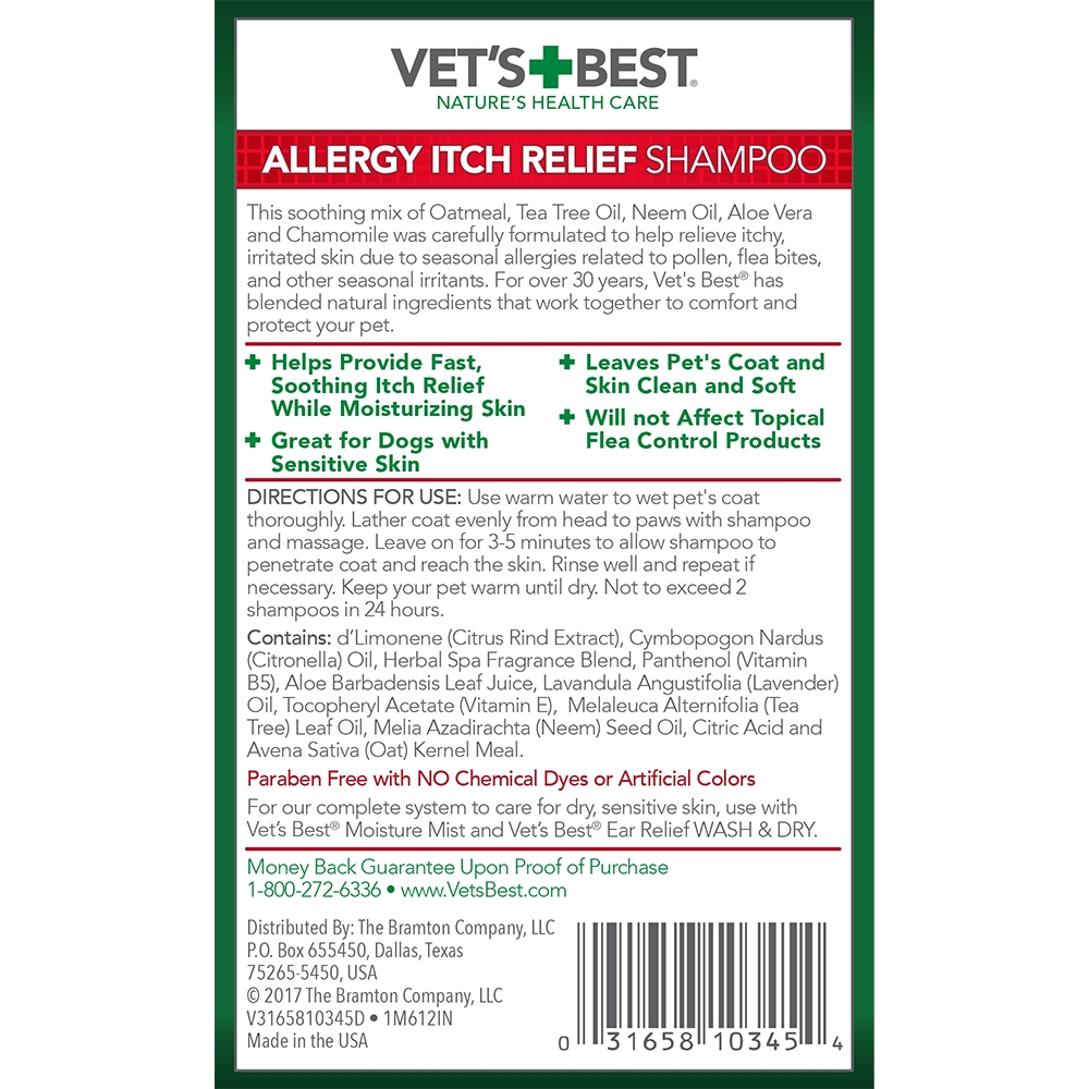 Vet's best allergy sales itch relief dog shampoo
