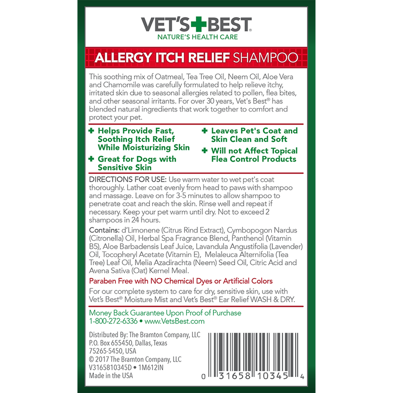 Vet's Best Allergy Itch Relief Shampoo 16oz