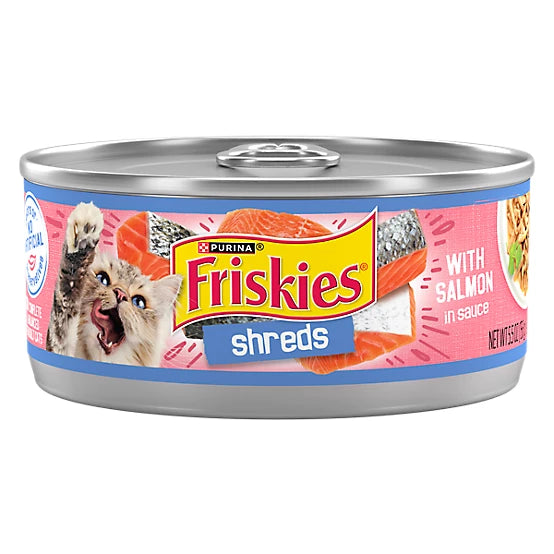 Purina Friskies Adult Shreds with Salmon in Sauce Wet Cat Food, 5.5 oz.