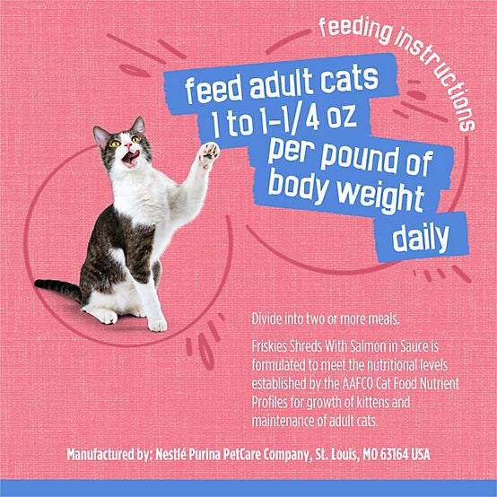 Purina Friskies Adult Shreds with Salmon in Sauce Wet Cat Food, 5.5 oz.