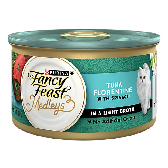 Purina Fancy Feast Medleys Adult Tuna Florentine in Light Broth Wet Cat Food, 3 oz.