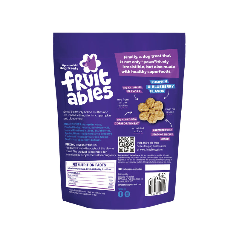 Fruitables Pumpkin & Blueberry Flavor Crunchy Dog Treats