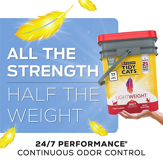 Purina Tidy Cats 24/7 Performance Lightweight Low-Dust Scented Clumping Clay Cat Litter, Multi-Cat, 17lb