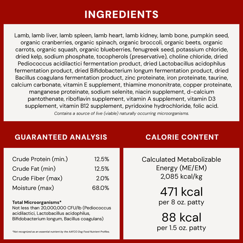 Stella & Chewy's Frozen Raw Dinner Patties for Dogs - Dandy Lamb - 6 lb.