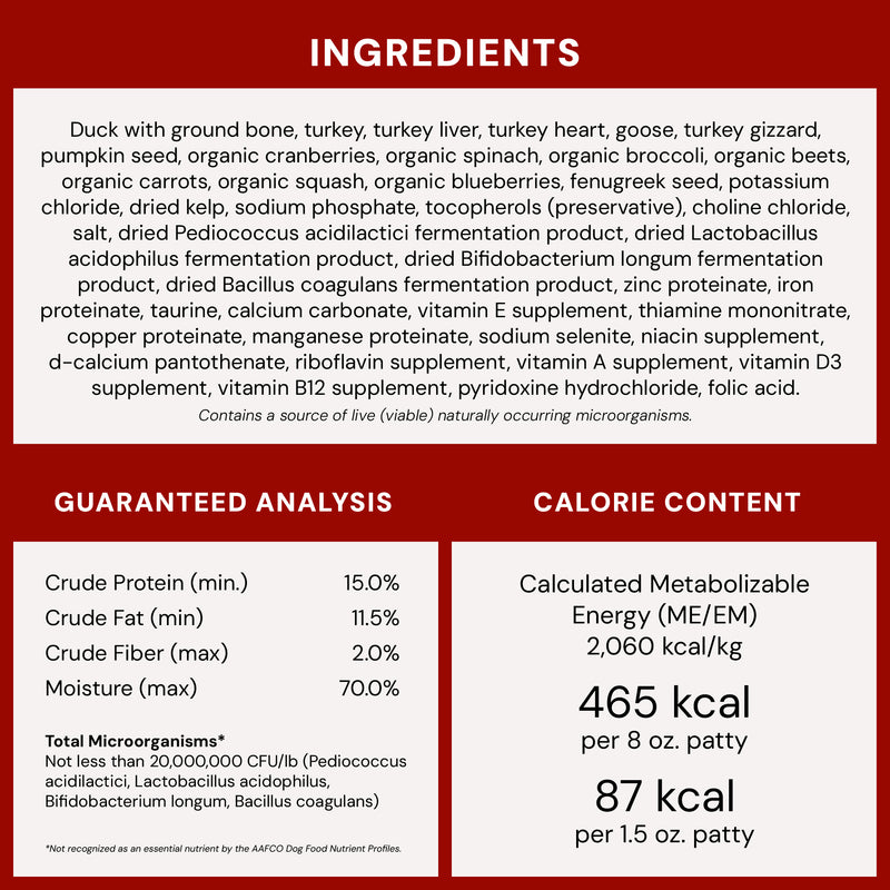 Stella & Chewy's Frozen Raw Dinner Patties for Dogs - Duck Duck Goose Recipe - 6 lb.