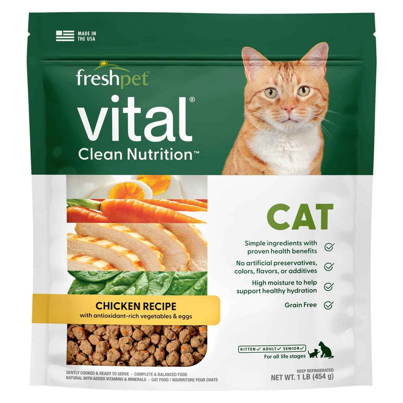 Freshpet Vital, Fresh Cat Food, Chicken Recipe with Antioxidant-Rich Vegetables & Eggs, 1 lbs.
