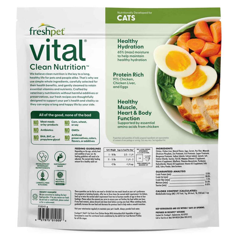Freshpet Vital, Fresh Cat Food, Chicken Recipe with Antioxidant-Rich Vegetables & Eggs, 1 lbs.