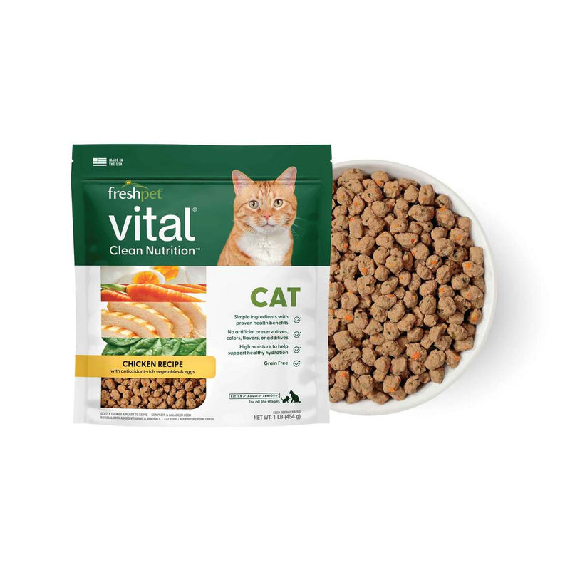 Freshpet Vital, Fresh Cat Food, Chicken Recipe with Antioxidant-Rich Vegetables & Eggs, 1 lbs.