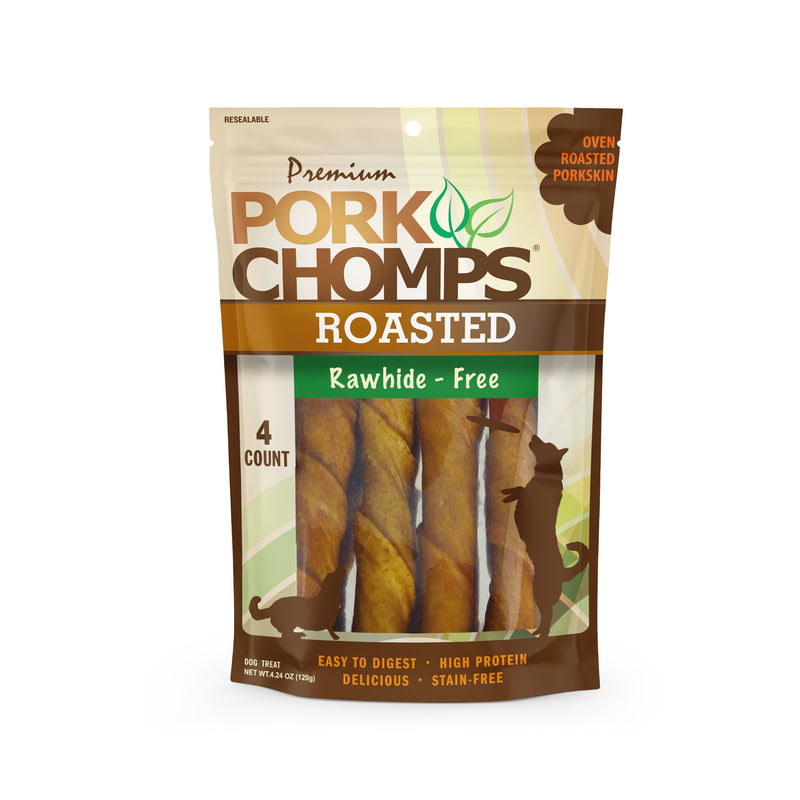 Pork Chomps 6-inch Roasted Twists, 4 count Dog Chews